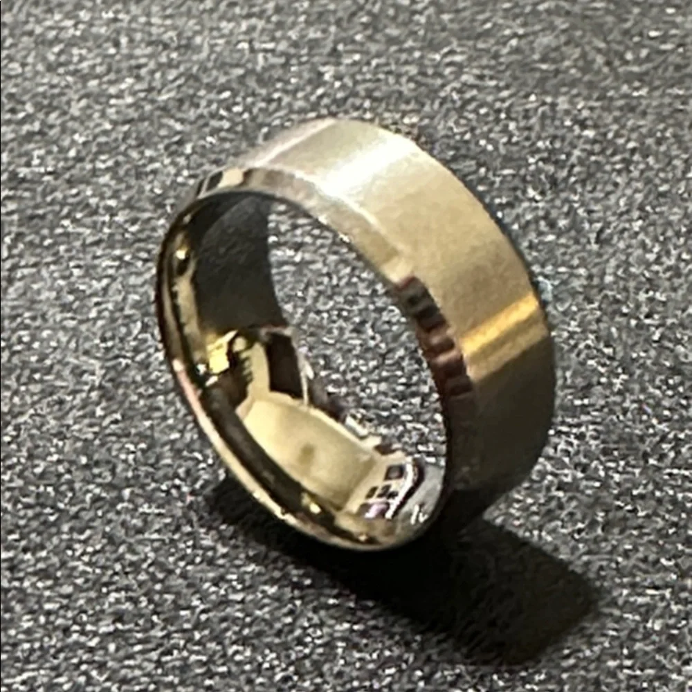 Silver-Tone Polished Beveled Edge Brushed Finish Band Ring Unisex NEW
